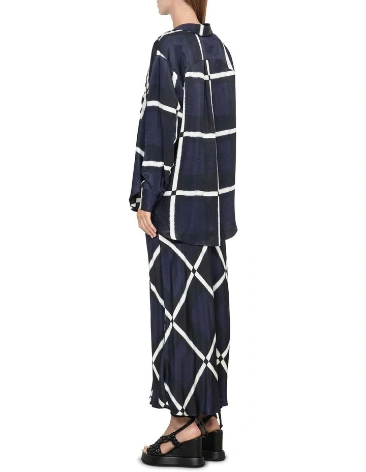 Draped Check Shirt in Blue image 2