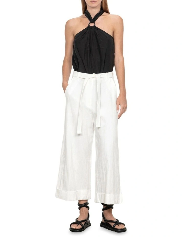 Silky Voile Twist Neck Top in Black image 1