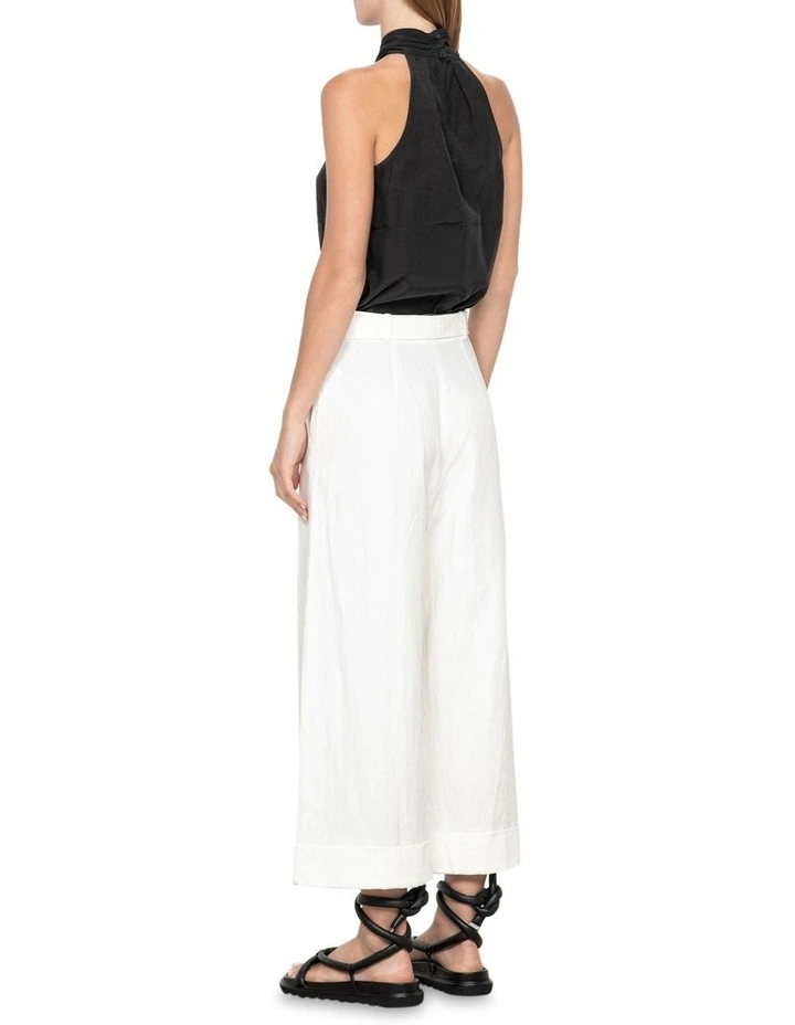Silky Voile Twist Neck Top in Black image 3