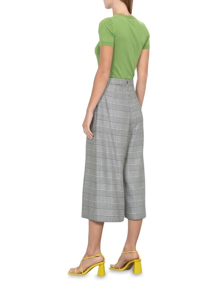 Monotone Check Pleated Culottes in Grey image 2