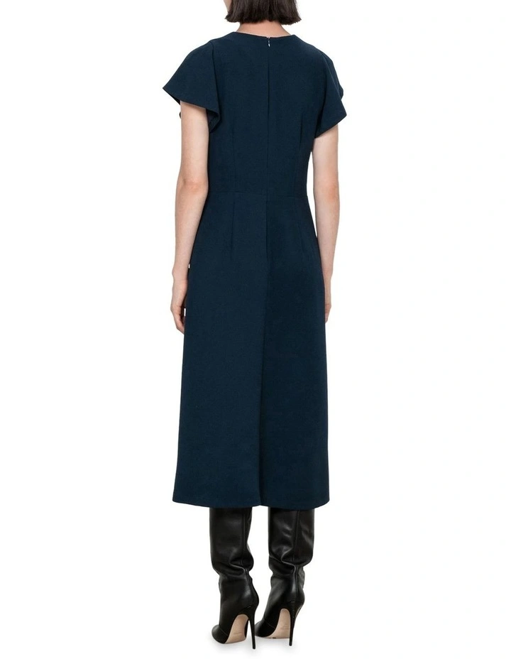 Recycled Crepe Twist Midi Dress in Blue image 2