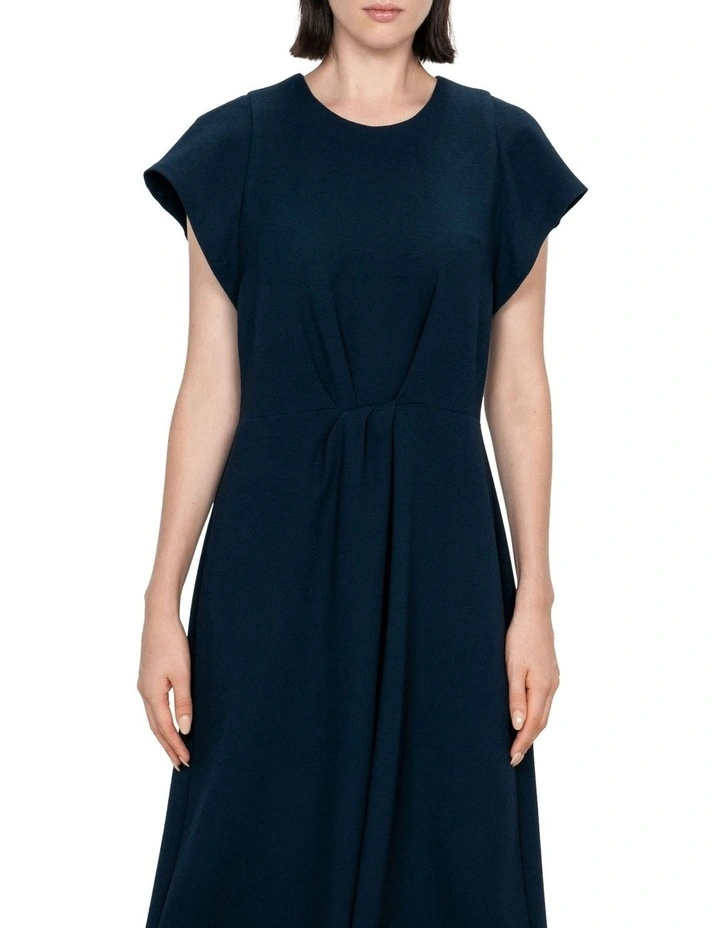 Recycled Crepe Twist Midi Dress in Blue image 3