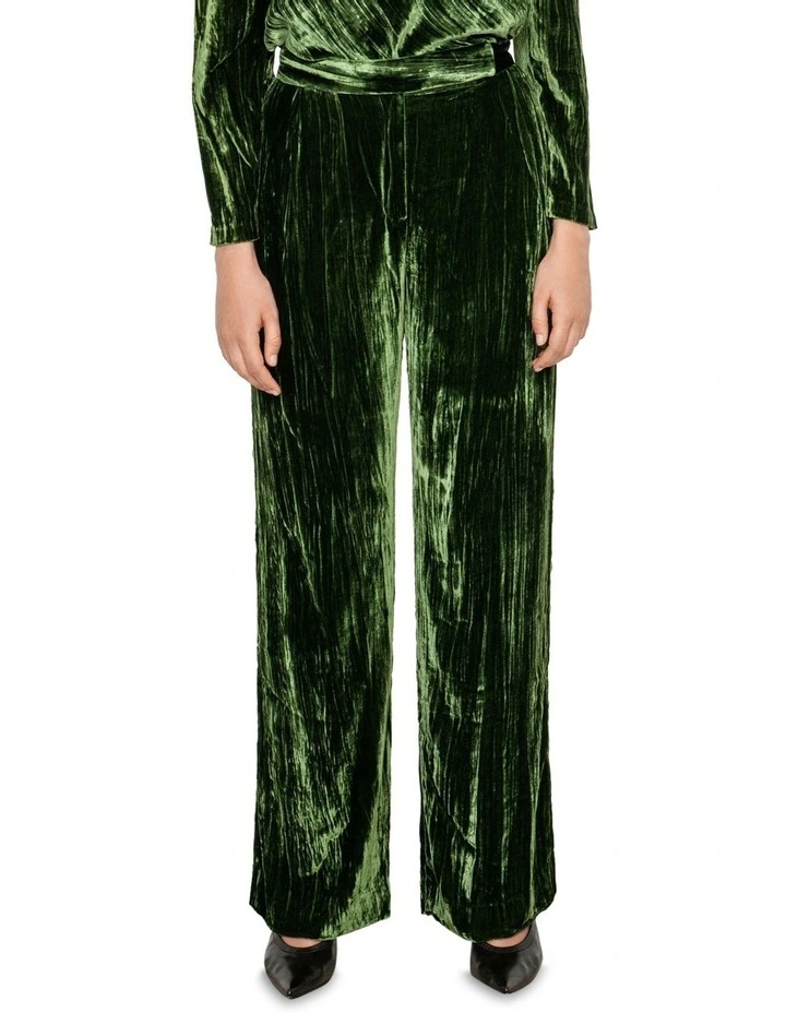 Crushed Velvet Pant in Green image 3