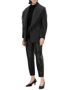 Soft Leather Tie Pant in Black