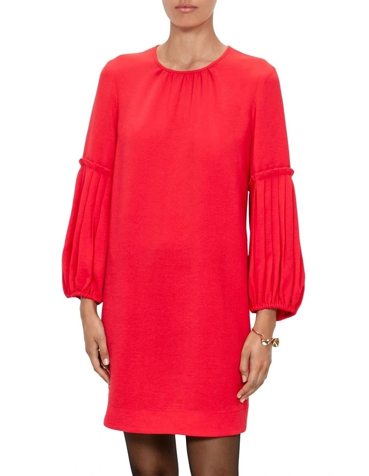 Double Crepe Shift Dress in Red image 3