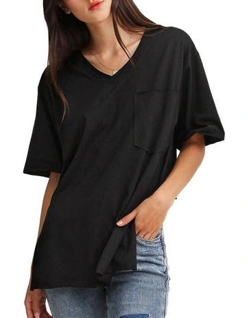 Brave Soul Oversized T-Shirt in Black