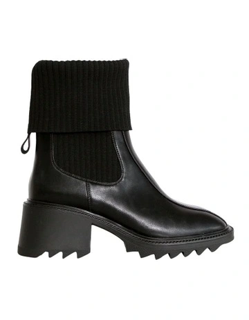Perfect Illusion Knit Boot in Black
