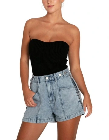 Bring The Heat Denim Shorts in Stonewash