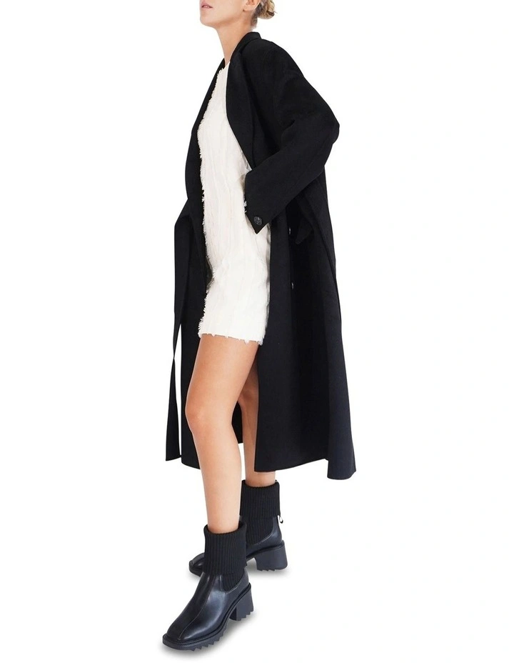 Right There Side Tie Coat in Black image 7