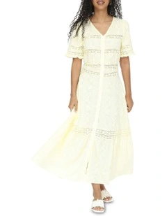 Summer Breeze Lace Midi Dress in Yellow