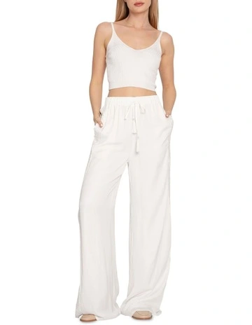 Everywhere All At Once Wide Leg Pant in White