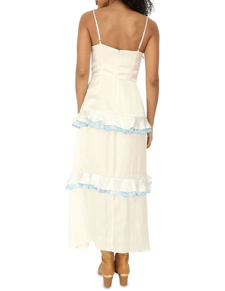 Lovely Day Ruffle Maxi Dress in White image 4