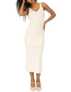 Sweet Nothings Midi Knitted Dress in White