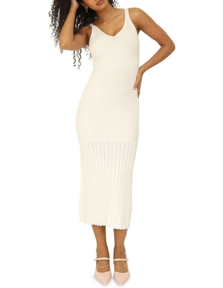 Sweet Nothings Midi Knitted Dress in White image 1