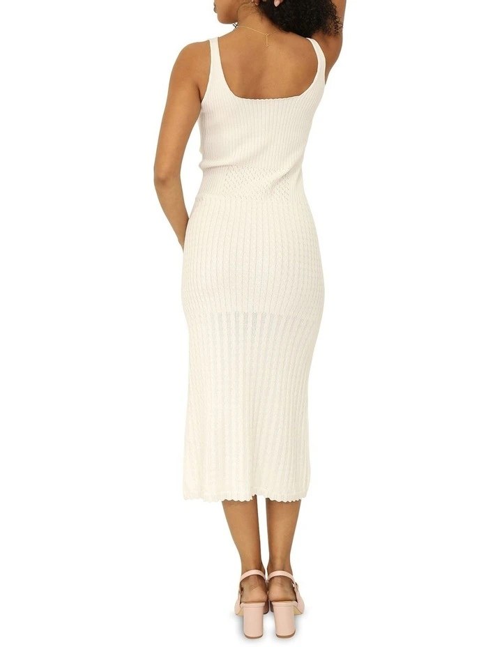 Sweet Nothings Midi Knitted Dress in White image 3