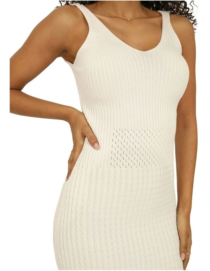 Sweet Nothings Midi Knitted Dress in White image 5