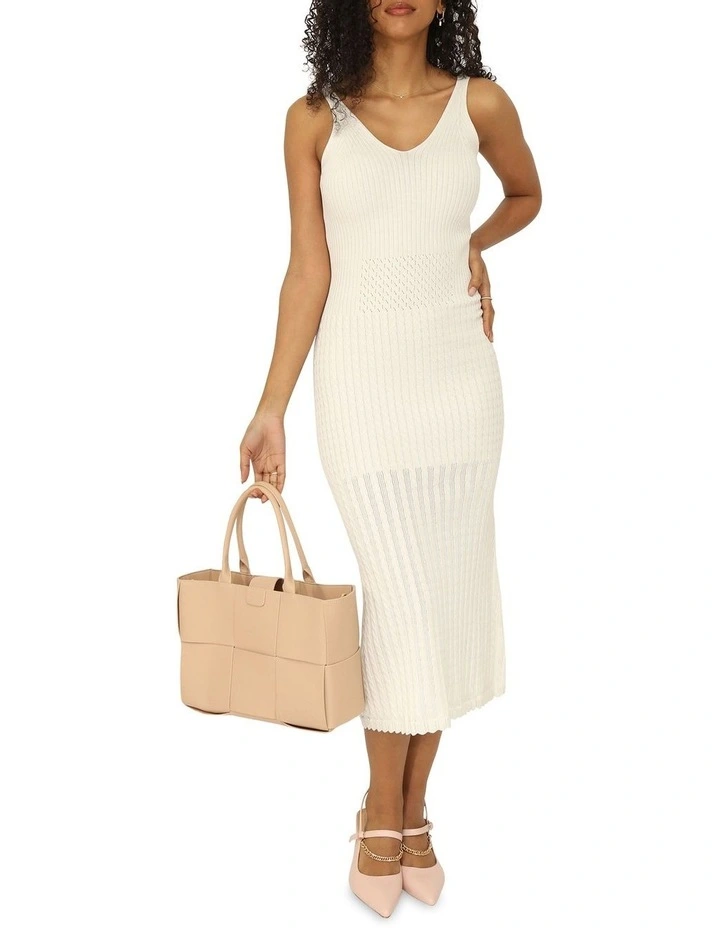 Sweet Nothings Midi Knitted Dress in White image 6