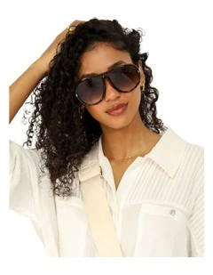 Undercurrent Oversized Aviator Sunglasses in Tortoise
