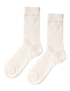 Go For It Classic Ribbed Socks in White