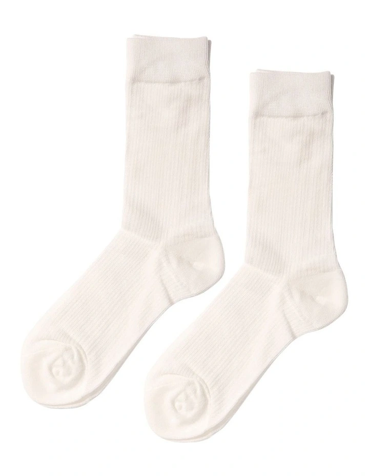 Go For It Classic Ribbed Socks in White image 1