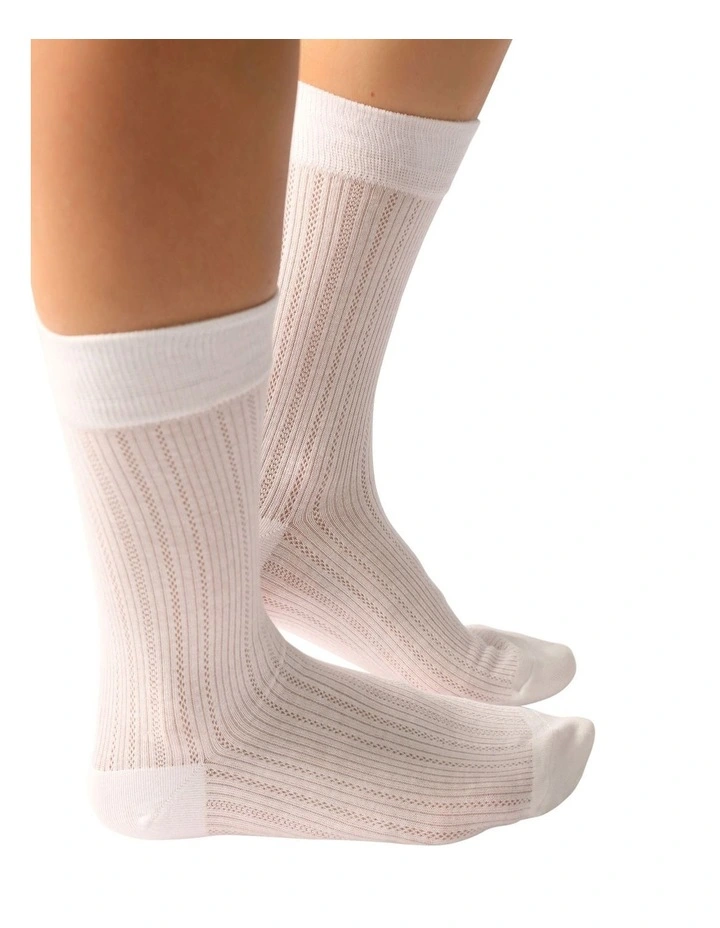 Go For It Classic Ribbed Socks in White image 2