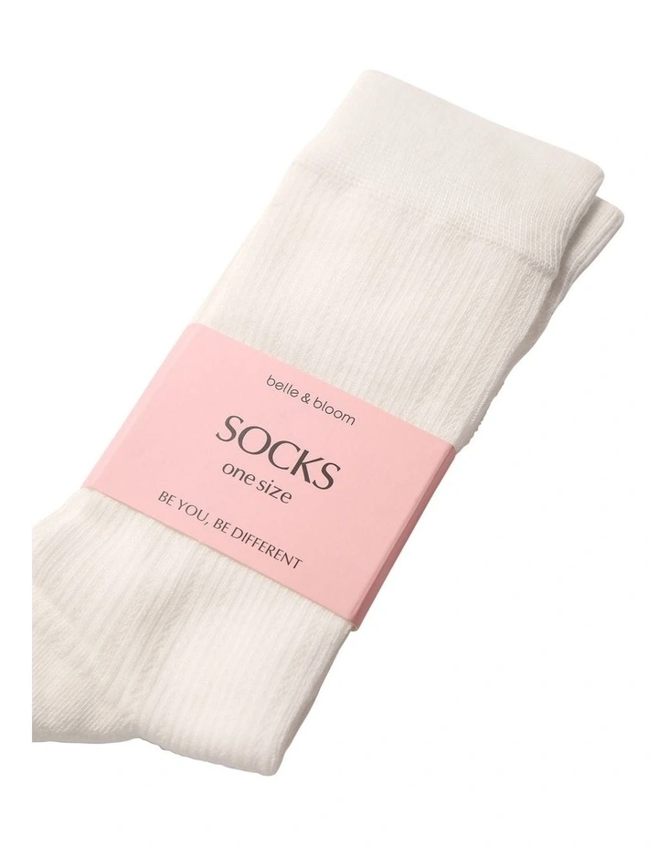 Go For It Classic Ribbed Socks in White image 3