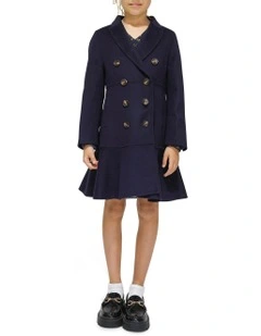 Good Manners Wool Blend Fitted Coat in Navy