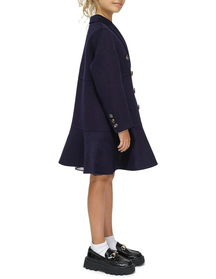 Good Manners Wool Blend Fitted Coat in Navy image 2