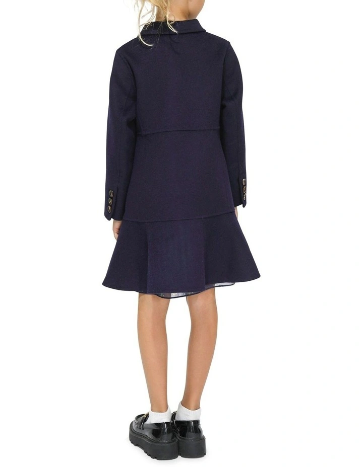 Good Manners Wool Blend Fitted Coat in Navy image 3