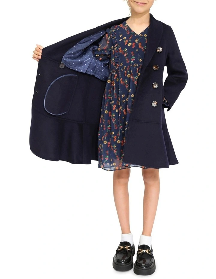 Good Manners Wool Blend Fitted Coat in Navy image 5