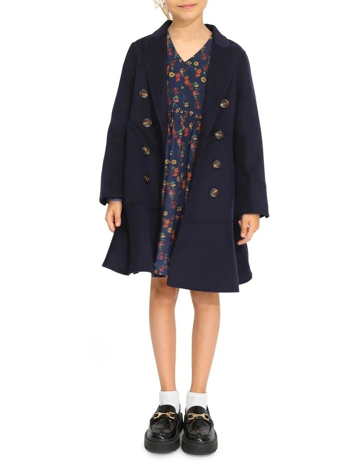 Good Manners Wool Blend Fitted Coat in Navy image 6