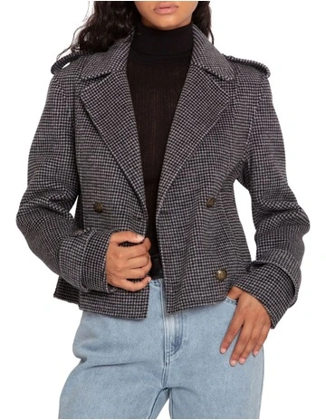Better Off Military Peacoat Blazer in Black