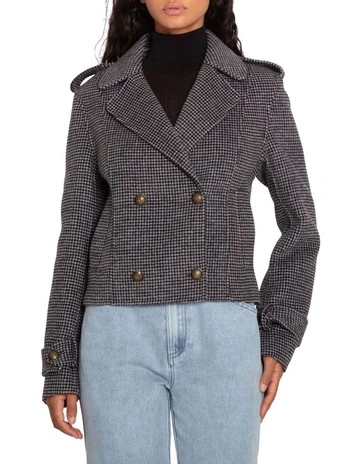 Better Off Military Peacoat Blazer in Black