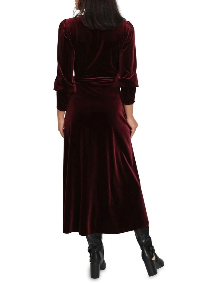 Current Mood Velvet Wrap Dress in Burgundy image 4