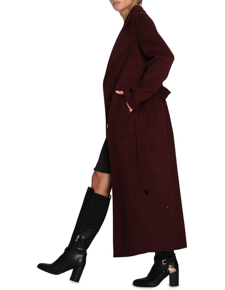 Ex-Boyfriend Maxi Coat in Burgundy image 2
