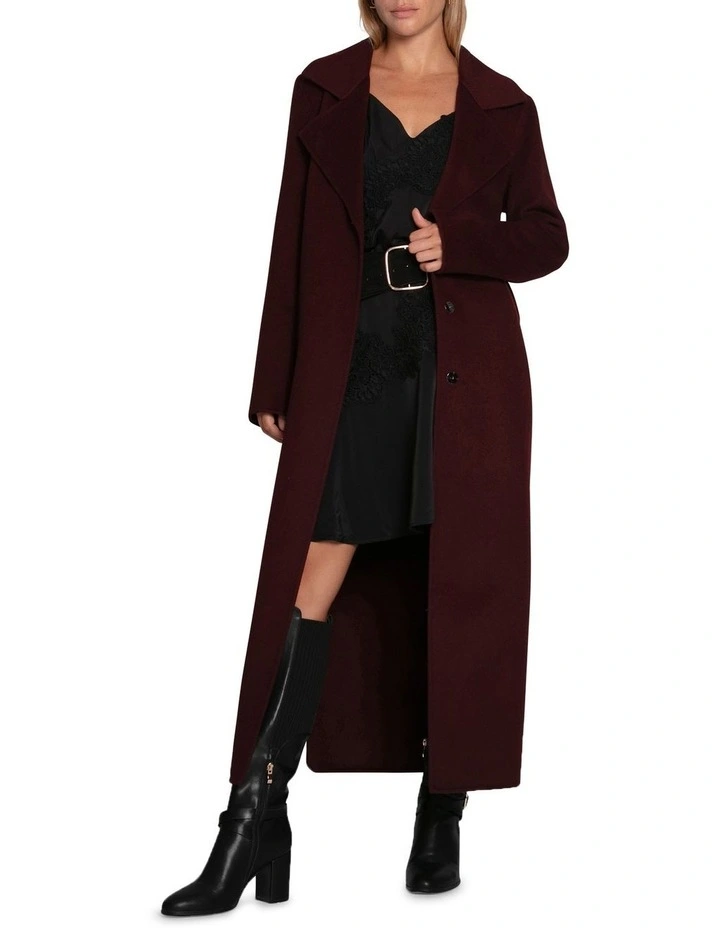 Ex-Boyfriend Maxi Coat in Burgundy image 7