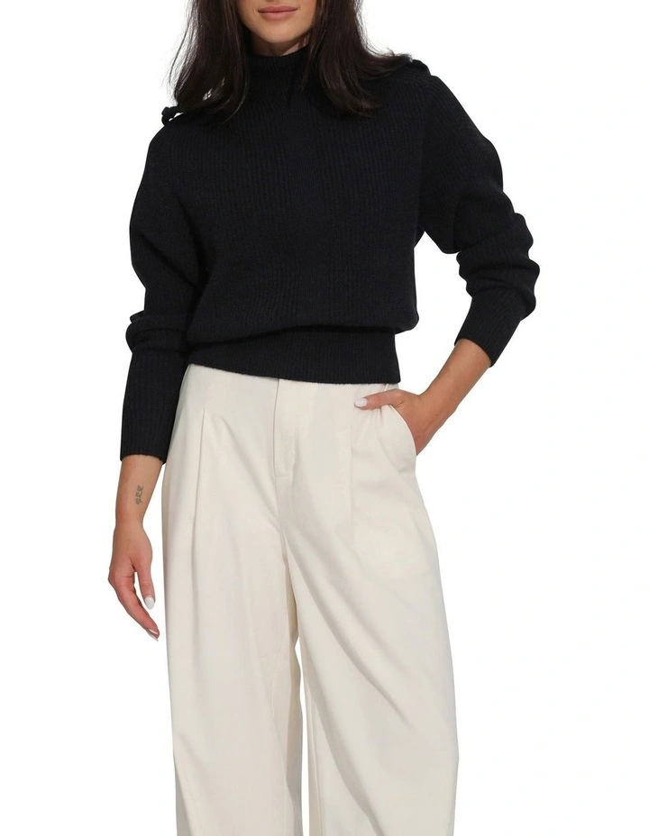 Lost & Found Knitted Sweater in Black image 4