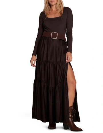 Let Me Love You Tiered Maxi Dress in Chocolate