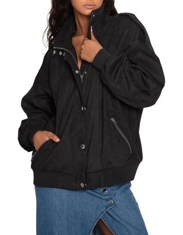 Most Wanted Suede Bomber Jacket in Black