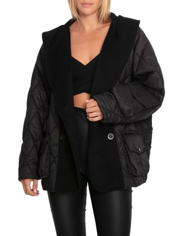 Only You Quilted Utility Jacket in Black