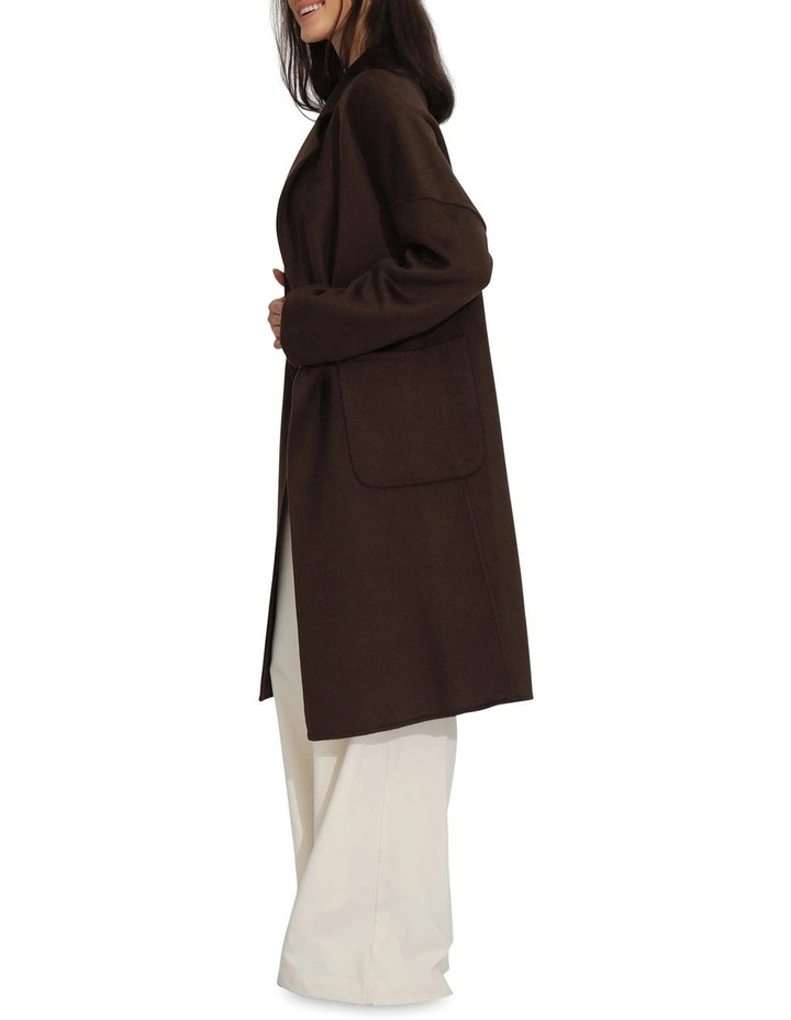 Publisher Double-Breasted Wool Blend Coat in Chocolate image 2