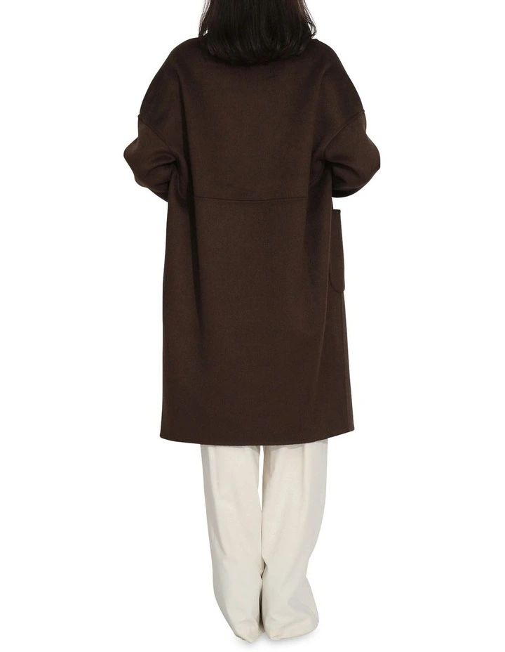 Publisher Double-Breasted Wool Blend Coat in Chocolate image 3