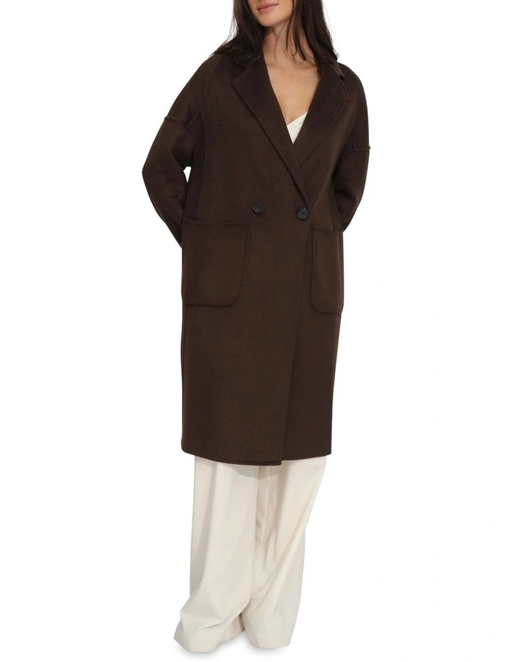 Publisher Double-Breasted Wool Blend Coat in Chocolate image 4