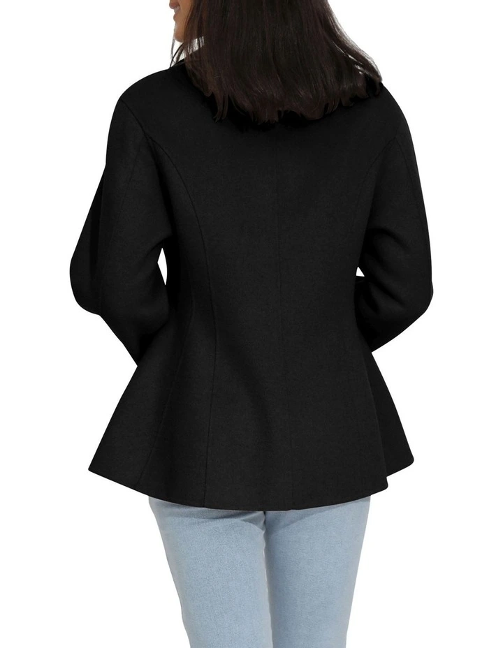 Stuck On You Oversize Cinch Waist Coat in Black image 3