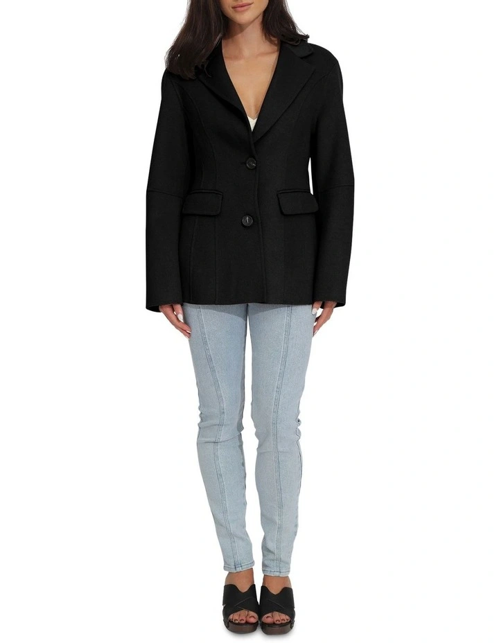 Stuck On You Oversize Cinch Waist Coat in Black image 6
