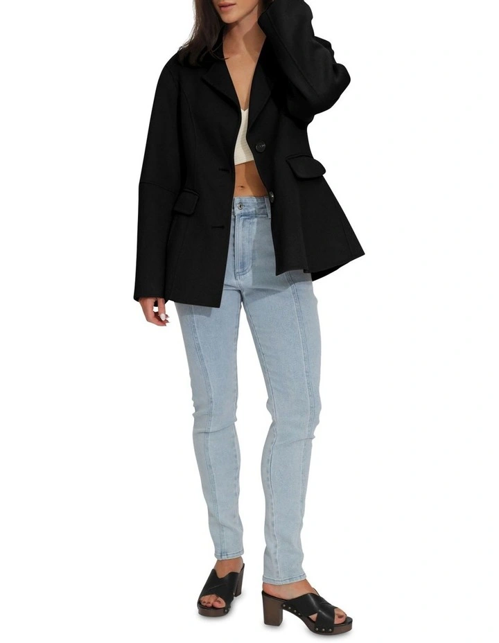 Stuck On You Oversize Cinch Waist Coat in Black image 7