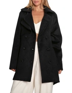 Wanna Be Loved Wool Blend Peacoat in Black