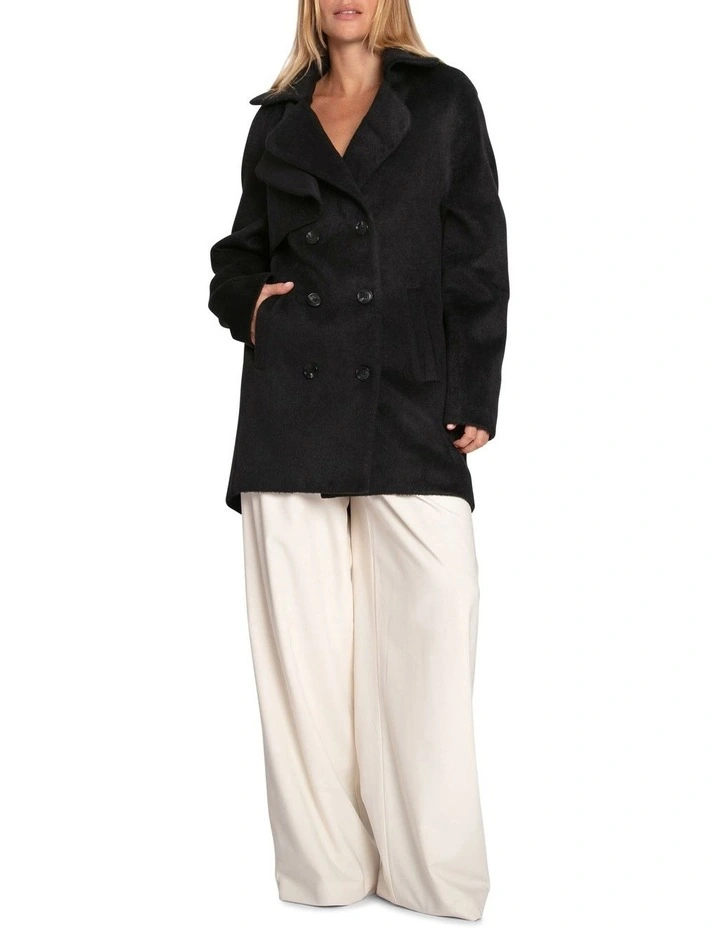 Wanna Be Loved Wool Blend Peacoat in Black image 2