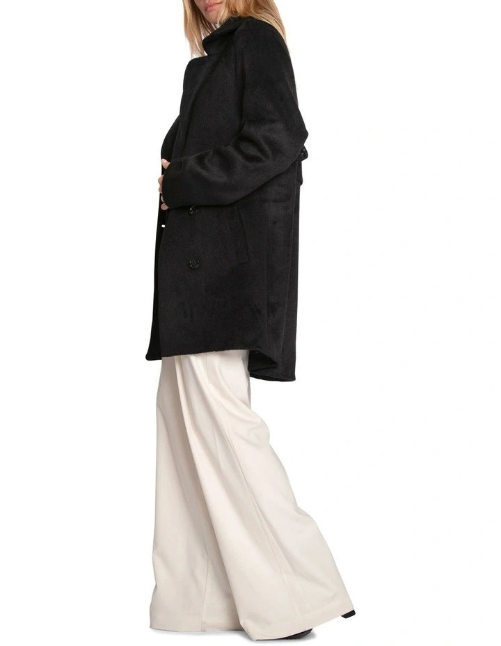 Wanna Be Loved Wool Blend Peacoat in Black image 3