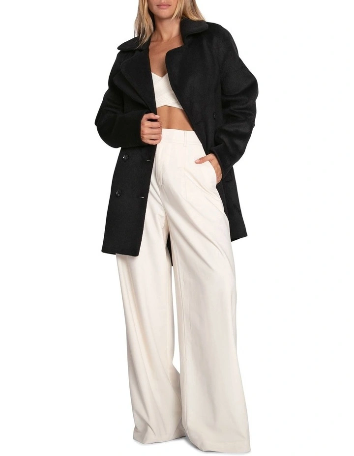 Wanna Be Loved Wool Blend Peacoat in Black image 5